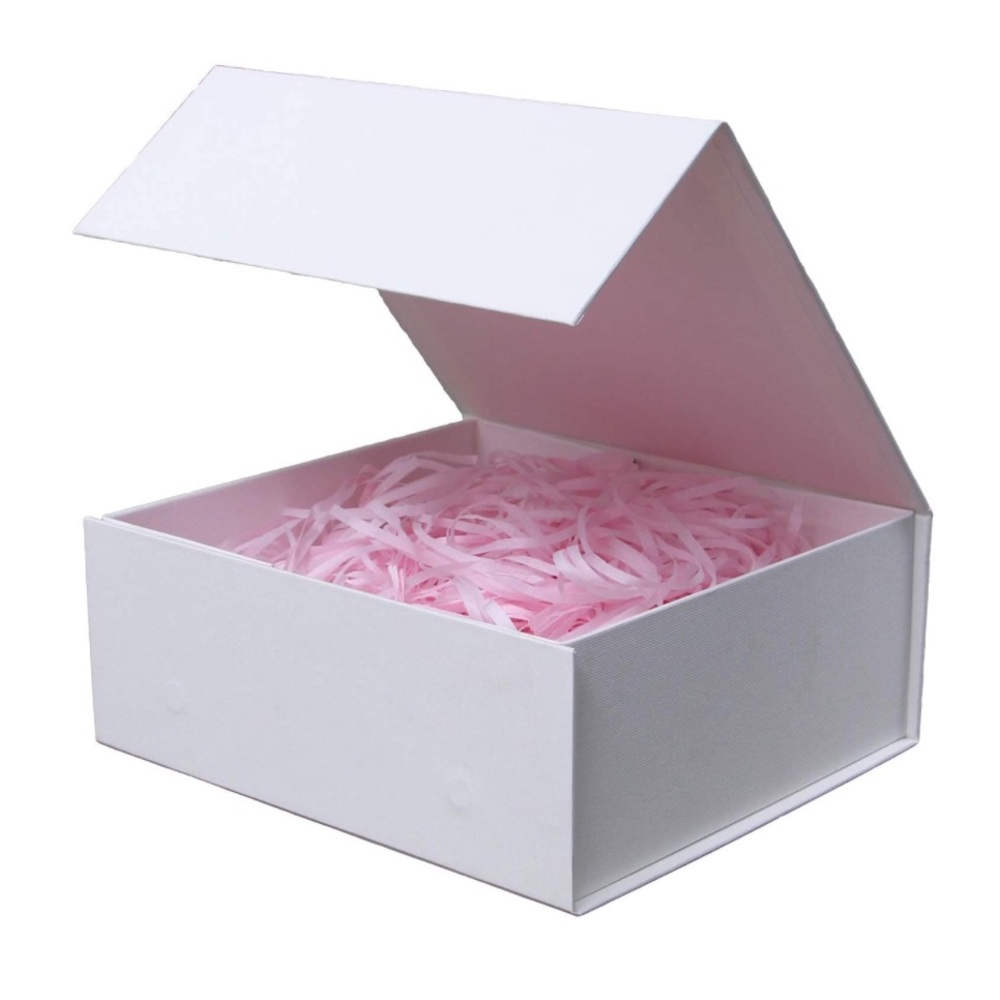 Set of 4- Rsgift 7.8x7x3.1 Inches,White Gift Box with Lid,Collapsible